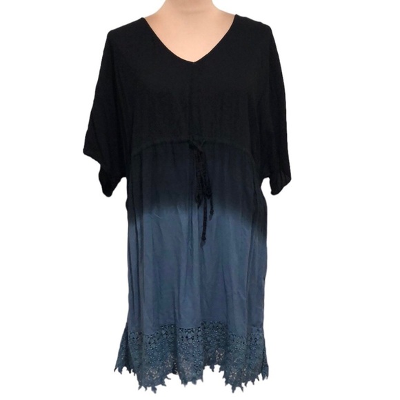 Swimsuits For All Swim Coverup Size 18 20 Black Teal Blue Ombre Crochet Lace - Picture 1 of 9